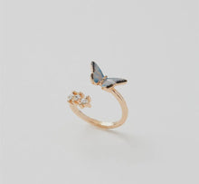 Load image into Gallery viewer, Fable England Blue Butterfly Ring Medium adjustable