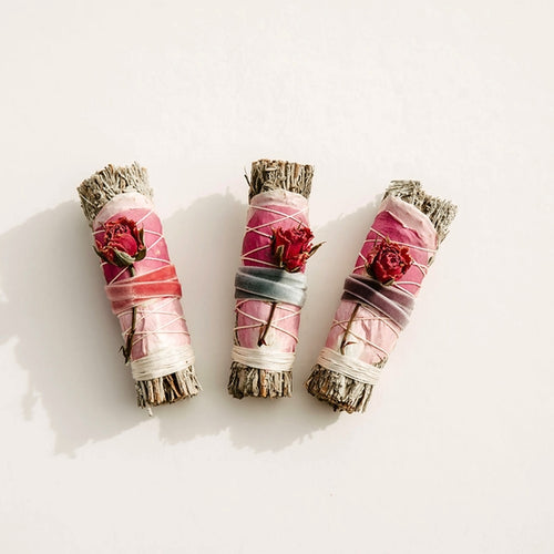 Blue Sage + Roses Smudge Stick