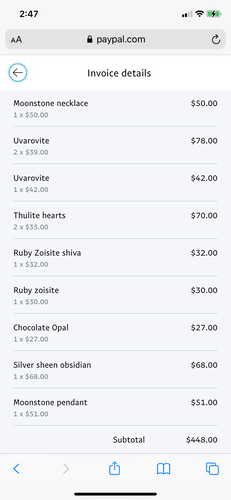 Live sale invoice for @king